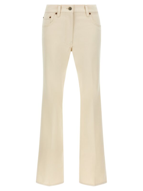 Beige Cotton Flared Jeans