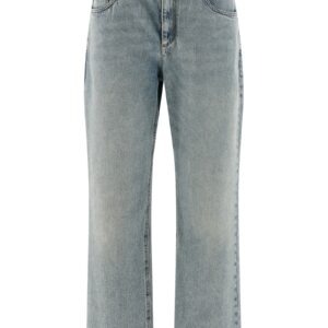 Blue Cotton Straight-Leg Jeans