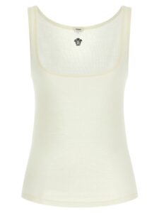 White Virgin Wool Sleeveles T-Shirt