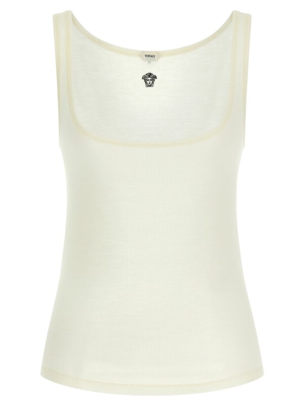 White Virgin Wool Sleeveles T-Shirt