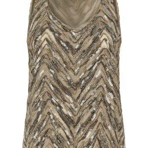 Beige Silk Tank Tops