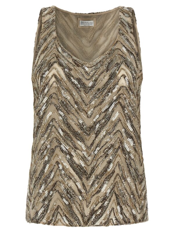 Beige Silk Tank Tops
