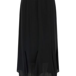 Black Silk Midi Skirt