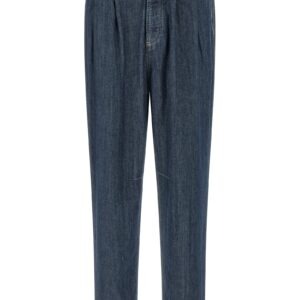 Blue Cotton Straight-Leg Jeans