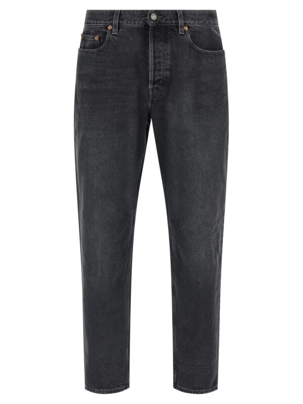 Black Cotton Straight-Leg Jeans