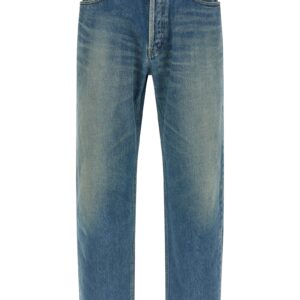 Blue Cotton Straight-Leg Jeans