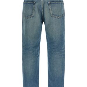 Blue Cotton Straight-Leg Jeans - Jag Couture London