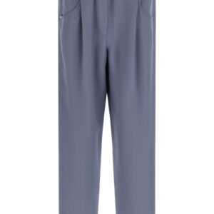 Blue Viscose Casual Pants