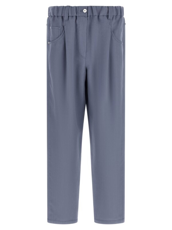Blue Viscose Casual Pants