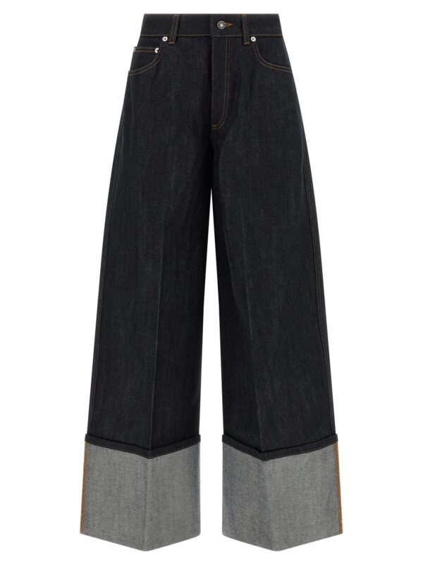 Blue Cotton Flared Jeans
