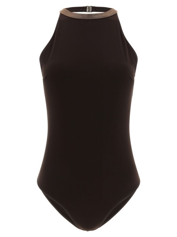 Brown Polyamide One-Piece Swimsuit