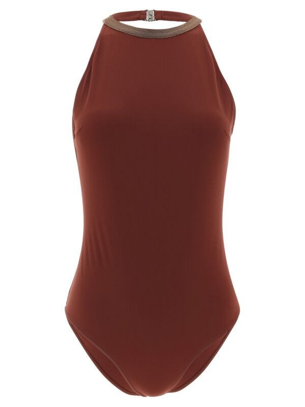 Bordeaux Polyamide One-Piece Swimsuit