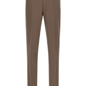 Beige Cotton Casual Pants
