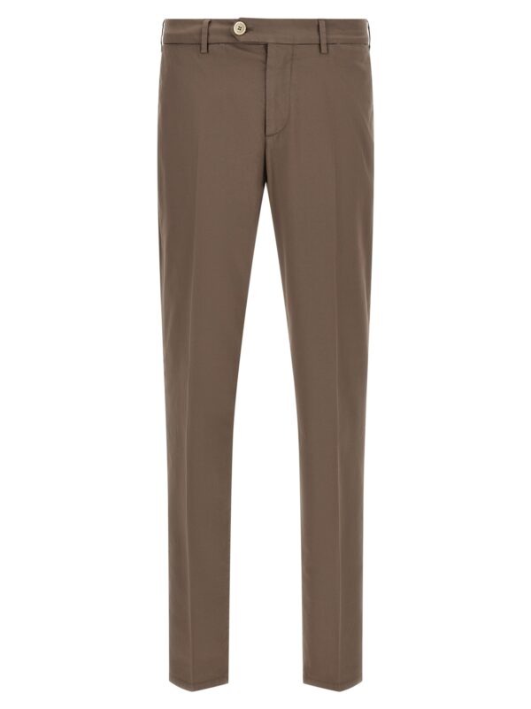 Beige Cotton Casual Pants