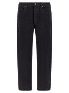 Black Cotton Straight-Leg Jeans