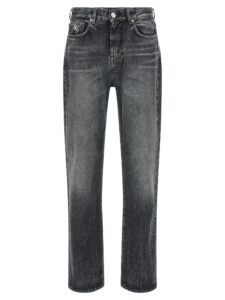 Gray Cotton Straight-Leg Jeans