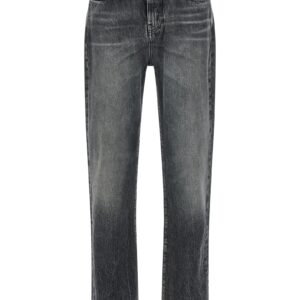 Gray Cotton Straight-Leg Jeans