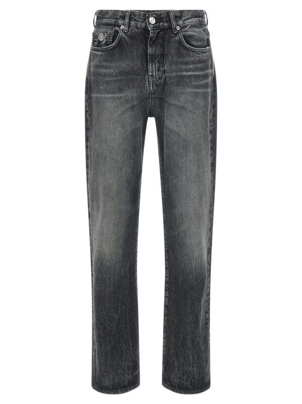 Gray Cotton Straight-Leg Jeans