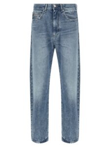 Blue Cotton Straight-Leg Jeans
