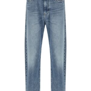 Blue Cotton Straight-Leg Jeans