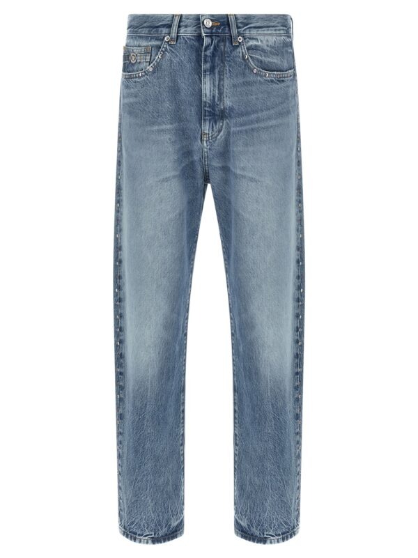 Blue Cotton Straight-Leg Jeans