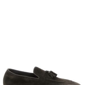Gray Calfskin Slip-On Loafers