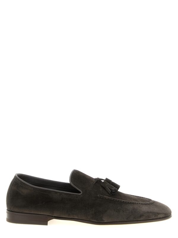 Gray Calfskin Slip-On Loafers