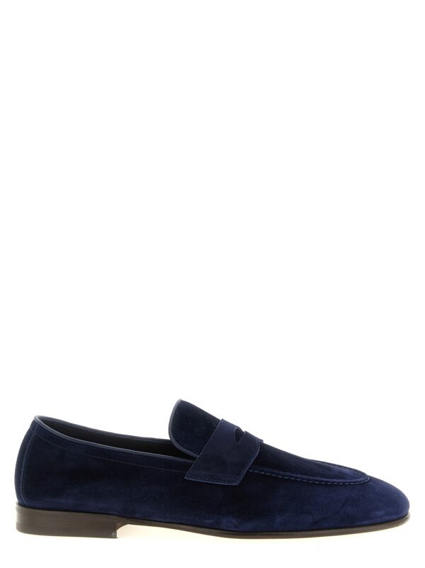 Blue Calfskin Slip-On Loafers