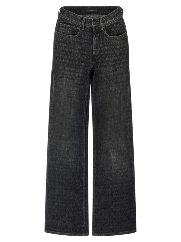Black Cotton Flared Jeans