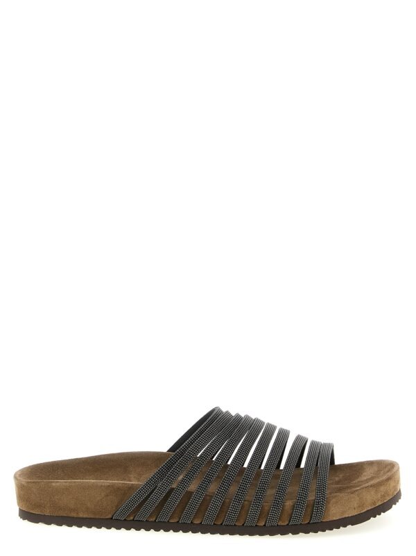 Black Lamb Leather Slides