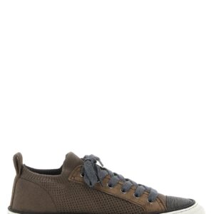 Brown Cotton Low Top Sneakers