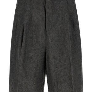 Gray Linen Bermuda Shorts