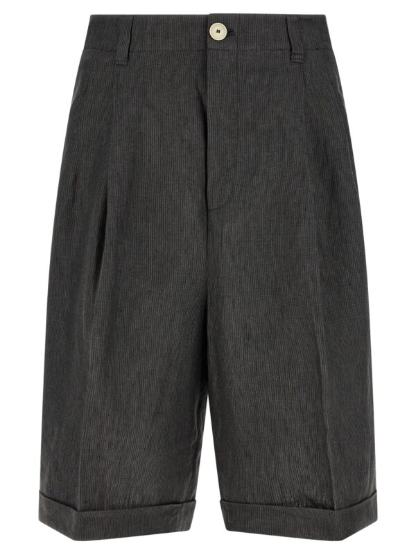 Gray Linen Bermuda Shorts