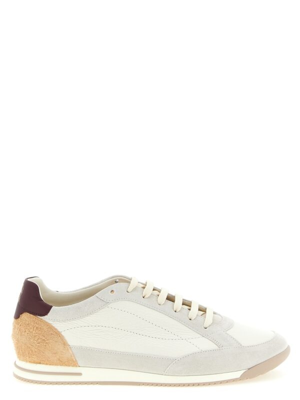 Beige Nubuc Leather Low Top Sneakers