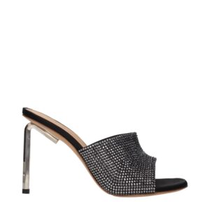 Black Satin Stiletto Heel Sandals