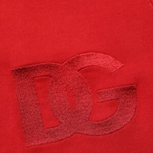 Red Embroidered Logo Hooded Full Zip Sweater