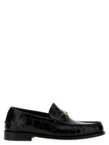 Black Velvet Leather Slip-On Loafers