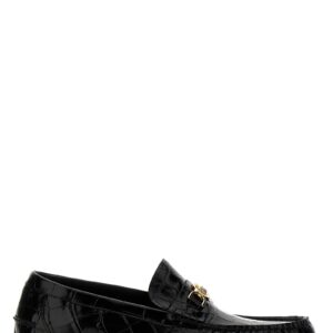 Black Velvet Leather Slip-On Loafers