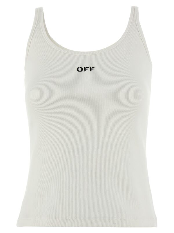 White Cotton Sleeveles T-Shirt