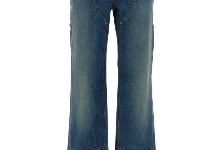 Blue Cotton Flared Jeans - Jag Couture London