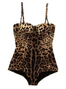 Brown Polyamide One-Piece Swimsuit
