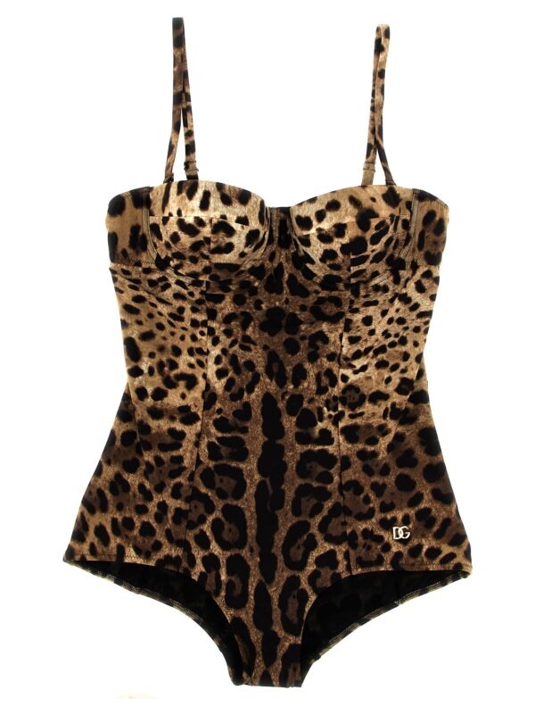 Brown Polyamide One-Piece Swimsuit
