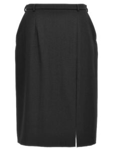 Black Virgin Wool Midi Skirt