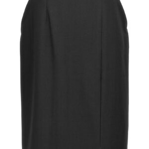 Black Virgin Wool Midi Skirt