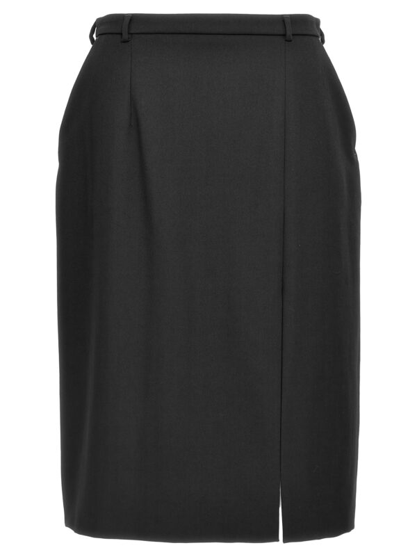 Black Virgin Wool Midi Skirt