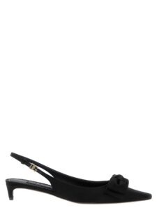 Black Viscose Mid Heel Pumps