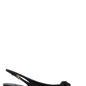Black Viscose Mid Heel Pumps