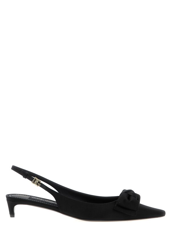 Black Viscose Mid Heel Pumps