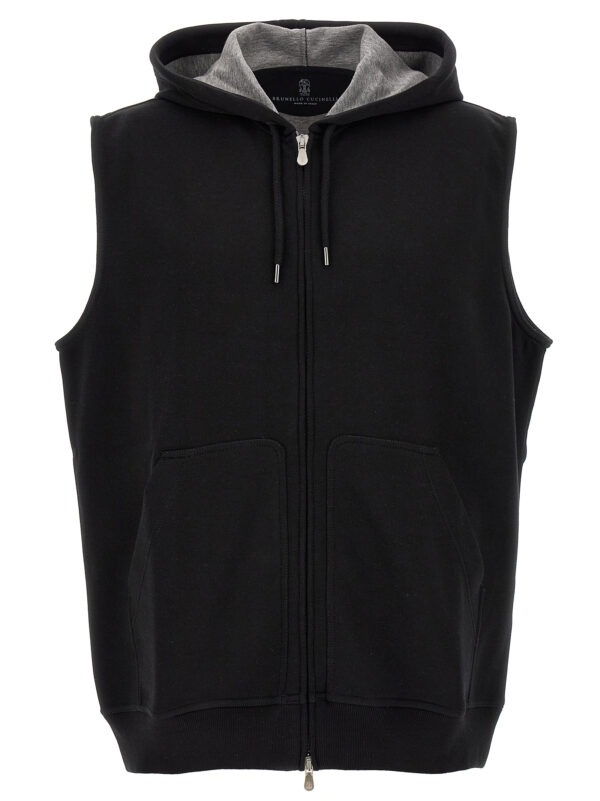 Black Cotton Sleeveless Jacket