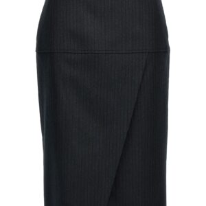 Gray Virgin Wool Midi Skirt
